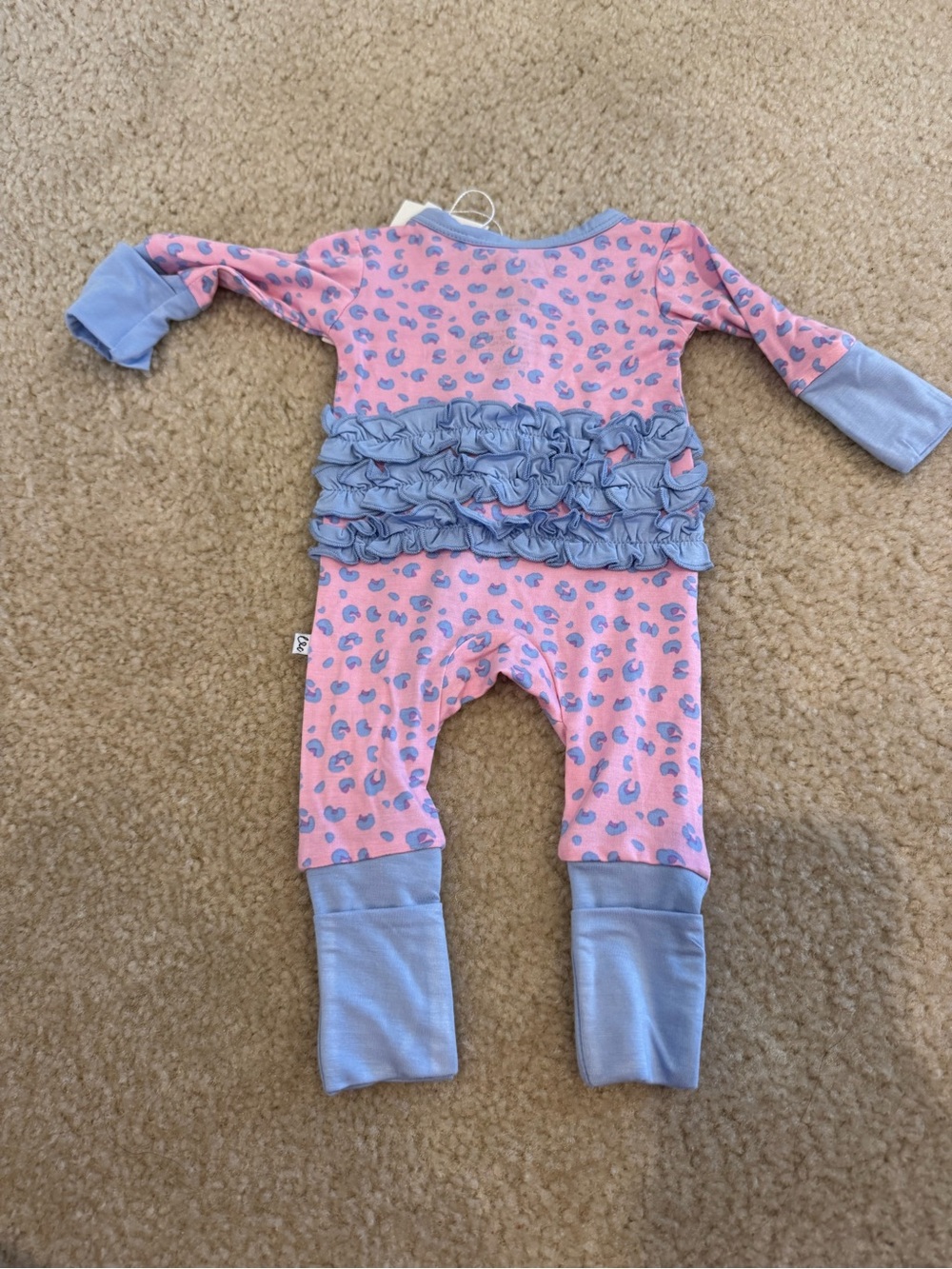 Pink Leopard Ruffle Snap-Front Baby One-Piece - NWT - Picture 4 of 4